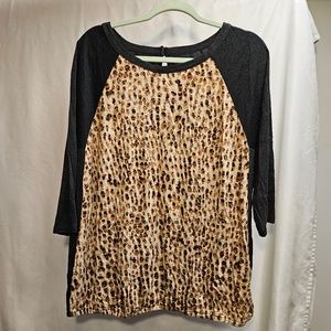 2for$20 Ann Taylor loft cheetah leopard top blouse three quarter sleeve XL